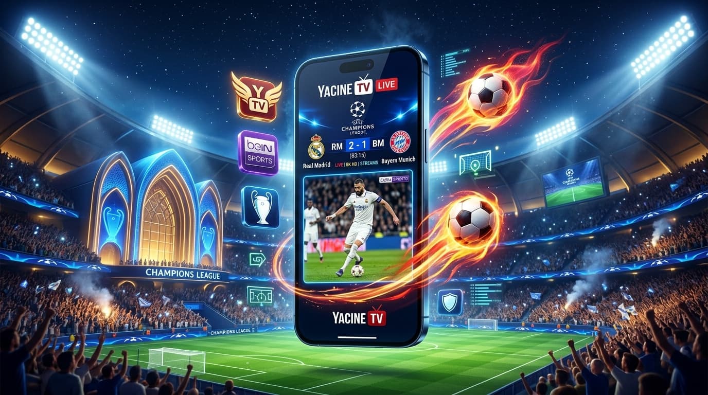 تحميل ياسين تيفي Yacine TV APK 2026 بث مباشر مجاني لمباريات دوري أبطال أوروبا والدوري الإنجليزي beIN Sports